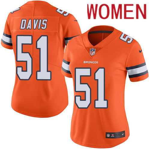 Women Denver Broncos #51 Todd Davis Orange Nike Rush Vapor Limited NFL Jersey
